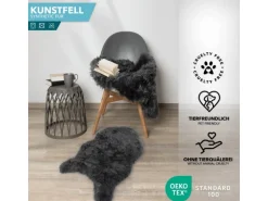 KARAT Kunstfell Nelly Flauschiges Dekofell Individuell Einsetzbar Charcoal Grey