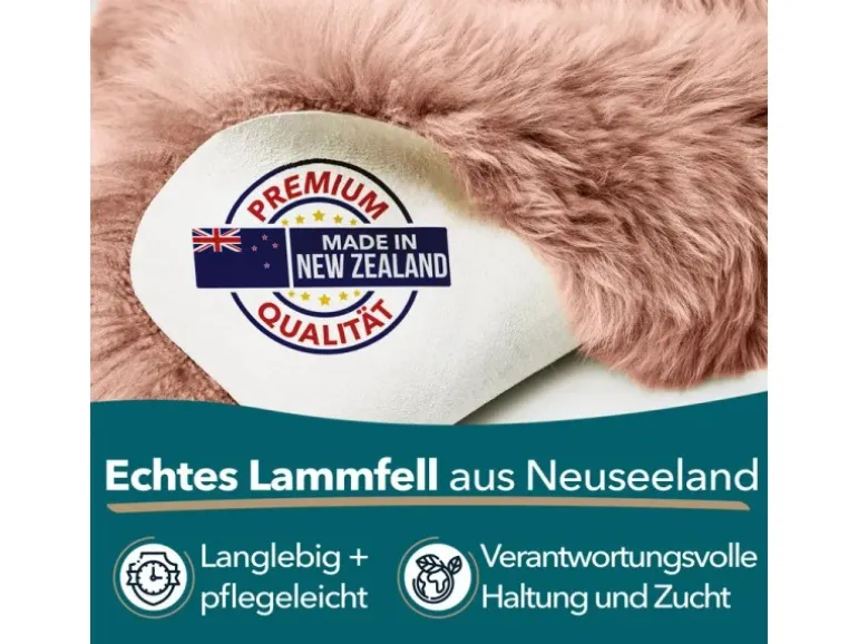 KARAT Schaffell Audrey Natürliches Premium Lammfell Individuell Einsetzbar Rosa
