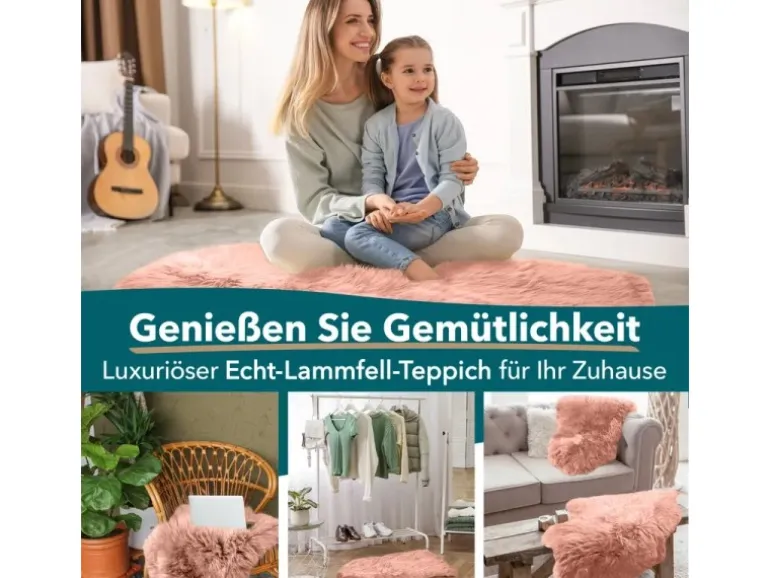 KARAT Schaffell Audrey Natürliches Premium Lammfell Individuell Einsetzbar Rosa