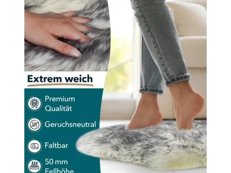 KARAT Schaffell Audrey Natürliches Premium Lammfell Individuell Einsetzbar Black Tip
