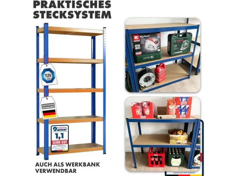 KARAT Schwerlastregal Blau-Orange Traglast bis 875 kg 180 x 90 x 45 cm