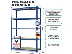 KARAT Schwerlastregal Blau Maximale Traglast 875 kg 220 x 90 x 45 cm