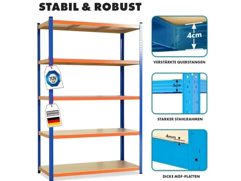 KARAT Schwerlastregal Blau-Orange Traglast bis 875 kg 180 x 90 x 60 cm