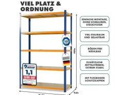 KARAT Schwerlastregal Blau-Orange Traglast bis 875 kg 180 x 90 x 60 cm