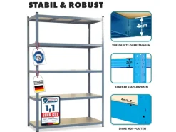 KARAT Schwerlastregal Grizzly - Anthrazit-Grau - Traglast 1250 kg - 220 x 120 x 60 cm