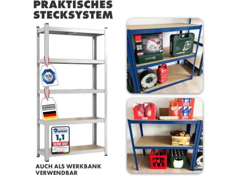 KARAT Schwerlastregal Lakota 2er Set Traglast bis 875 kg Verzinkt 150 x 75 x 30 cm