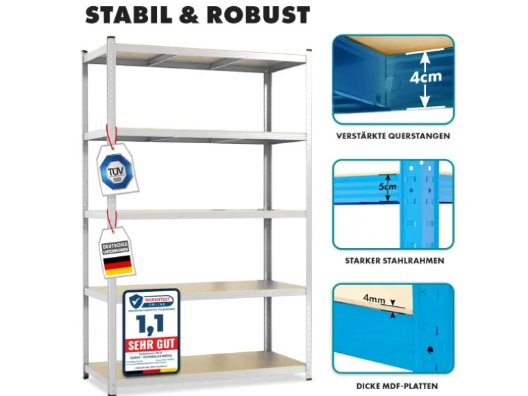 KARAT Schwerlastregal Lakota 2er Set Traglast bis 875 kg Verzinkt 150 x 75 x 30 cm
