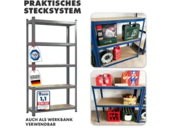 KARAT Schwerlastregal Lakota 2er Set Traglast bis 875 kg Grau 200 x 120 x 60 cm