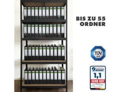 KARAT Schwerlastregal Lakota 2er Set Traglast bis 875 kg Schwarz 200 x 120 x 60 cm