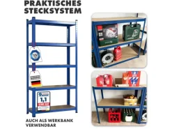 KARAT Schwerlastregal Lakota 2er Set Traglast bis 875 kg Blau 200 x 120 x 60 cm