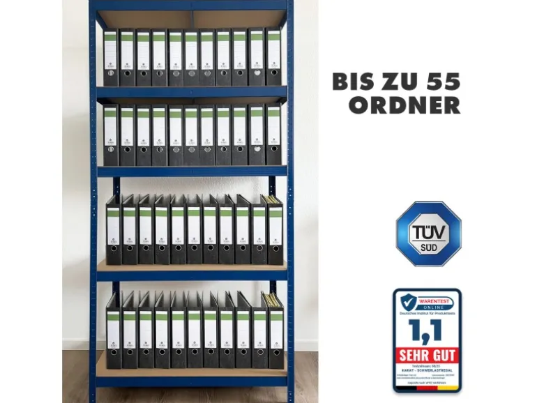 KARAT Schwerlastregal Lakota 2er Set Traglast bis 875 kg Blau 200 x 120 x 60 cm