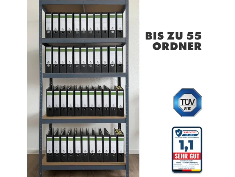 KARAT Schwerlastregal Lakota 2er Set Traglast bis 875 kg Grau 200 x 100 x 50 cm
