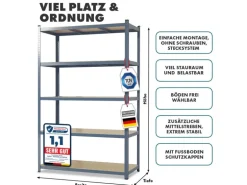 KARAT Schwerlastregal Lakota 2er Set Traglast bis 875 kg Grau 200 x 100 x 50 cm
