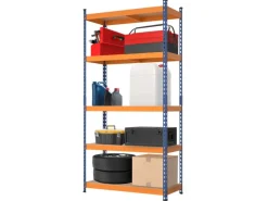 KARAT Schwerlastregal Rhino bis 1050 kg Pulverbeschichtet 180 x 90 x 45 cm Blau-Orange