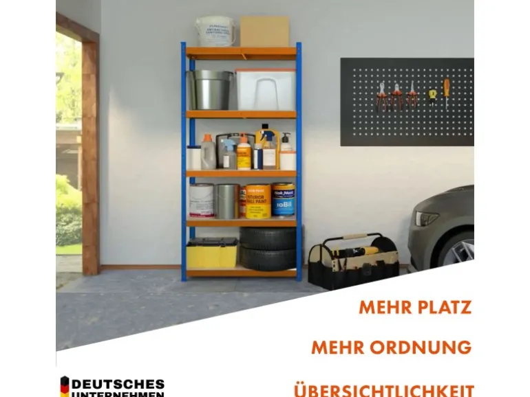 KARAT Schwerlastregal Rhino bis 1050 kg Pulverbeschichtet 180 x 90 x 45 cm Blau-Orange