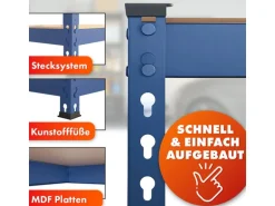 KARAT Schwerlastregal Rhino bis 1050 kg Pulverbeschichtet 180 x 90 x 45 cm Blau