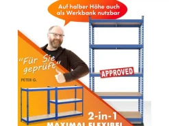KARAT Schwerlastregal Rhino bis 1050 kg Pulverbeschichtet 180 x 90 x 45 cm Blau