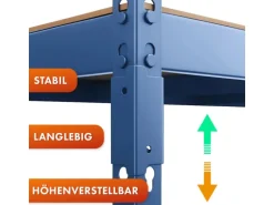 KARAT Schwerlastregal Rhino bis 1050 kg Pulverbeschichtet 180 x 90 x 45 cm Blau