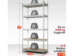 KARAT Schwerlastregal Rhino bis 1050 kg Pulverbeschichtet 180 x 90 x 45 cm Verzinkt