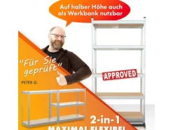KARAT Schwerlastregal Rhino bis 1050 kg Pulverbeschichtet 180 x 90 x 45 cm Verzinkt