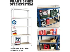 KARAT Schwerlastregal Weiß für Keller und Werkstatt Gesamtlast 875 kg 180 x 90 x 45 cm