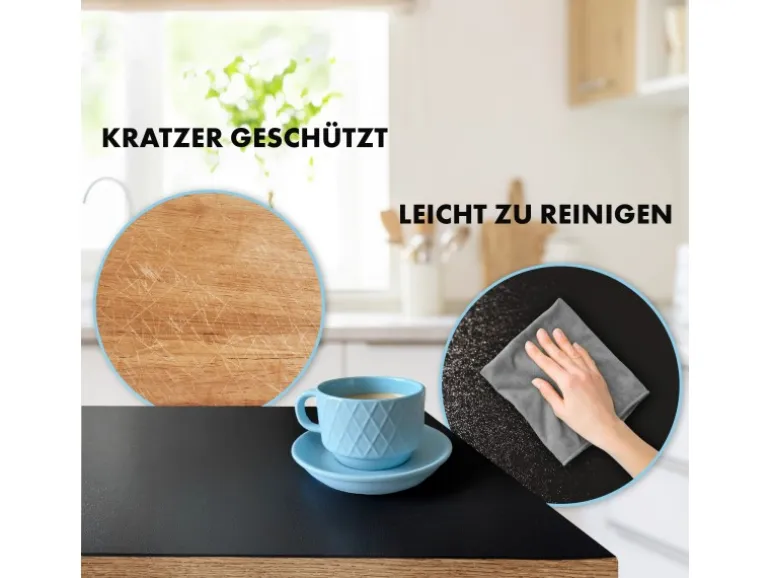 KARAT Tischfolie Empire mit Abgeschrägter Kante Schwarz 90 x 190 cm