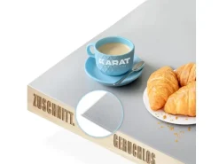 KARAT Tischfolie Empire mit Abgeschrägter Kante Hellgrau Rund 80 cm