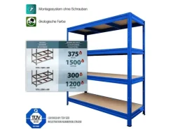 KARAT Weitspannregal Schwerlastregal Blau Traglast 1200 kg 200 x 150 x 60 cm