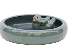Keramik Vogeltränke Grau 002 glasiert (Ø x H) 34,5 x 8 cm