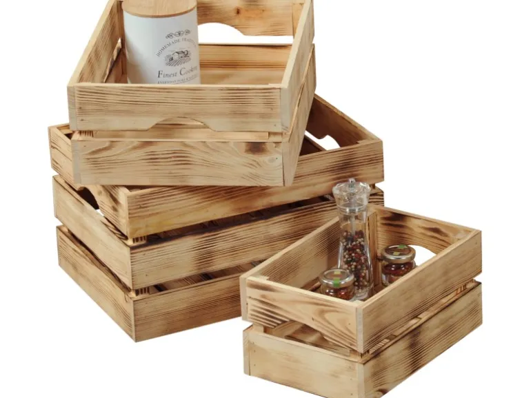Kesper Holzkiste Kiefer geflammt 23 cm x 30 cm 40 cm 27 l