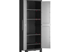 Keter Kunststoffschrank Detroit Hoch mit Alu-Griffen Hellgrau
