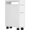 Kleankin Badezimmerschrank mit Rollen 2 Schubladen 16 x 49,5 x 66 cm