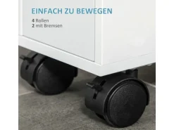 Kleankin Badezimmerschrank mit Rollen 2 Schubladen 16 x 49,5 x 66 cm