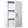 Kleankin Medizinschrank mit Schloss 3 Fächer Stahl Weiß 40 x 18 x 60 cm