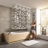 Kleine Wolke Eckduschrollo Grau 132+56 cm x 240 cm
