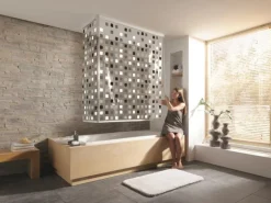 Kleine Wolke Eckduschrollo Grau 132+56 cm x 240 cm