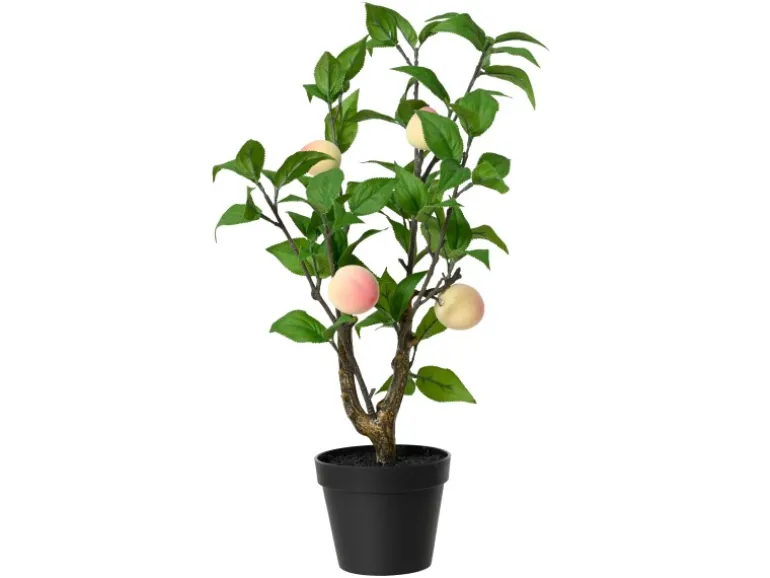 Künstlicher Pfirsichbaum im Topf Polyester Ø 36 cm x 48 cm Orange-Grün