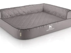 Knuffelwuff Eck Hundebett Winslow Orthopädisch Kunstleder XXL 120 x 80cm Lehne Rechts Grau
