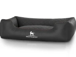 Knuffelwuff Hundebett Milan Kunstleder XXL 120 x 85cm Schwarz