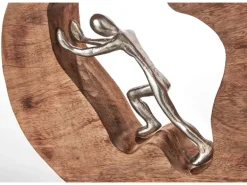 Kobolo Dekofigur Holzdeko Holzfigur STRENGTH Holz Braun Metall Silber
