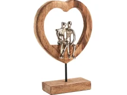 Kobolo Dekofigur Holzdeko Holzfigur SOUL Holz Braun und Metall Silber
