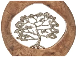 Kobolo Dekofigur Holzdeko Holzfigur VITALITY Holz Metall Silber