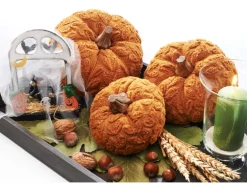 Kobolo Dekokürbis Kürbis aus Textil Set aus 3 Größen Orange