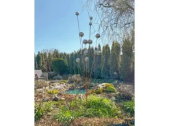 Kobolo Dekostecker Gartenstecker BOULES H209 cm mit 12 Edelstahlkugeln Rostoptik