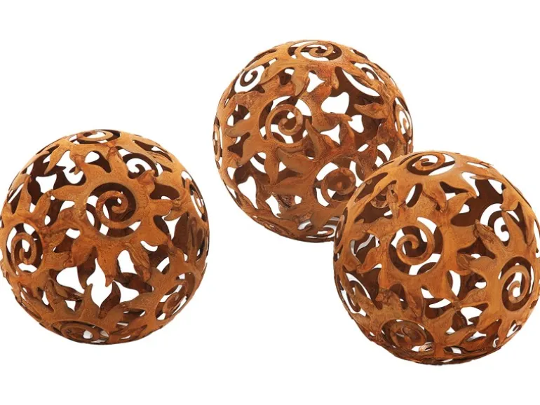 Kobolo Gartenkugel KALURA Rostoptik 3er Set Durchmesser 12 cm