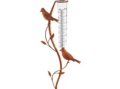 Kobolo Gartenstecker RUSTY BIRDS in Rostoptik mit Niederschlagsmesser