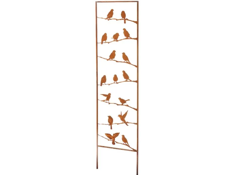 Kobolo Gartenstecker VÖGEL Rankhilfe Metall Naturrost 39x1x139 cm