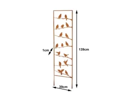 Kobolo Gartenstecker VÖGEL Rankhilfe Metall Naturrost 39x1x139 cm