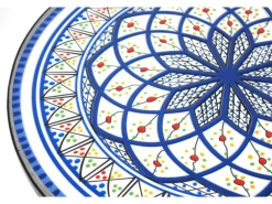 Kobolo Gartentisch Mediterran mit Platte in Mosaikoptik Weiß Blau Höhe 68 cm Durchmesser 55 cm