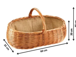 Kobolo Kaminholzkorb Holzkorb für Kaminholz aus Weide mit Jutefutter